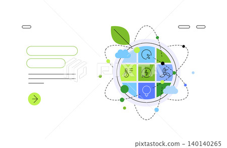 Earth Day, global climate and ecology science. Planet Earth processes. Sustainable development. Web banner or presentation slide template Earth Day, global climate and ecology science. Planet Earth processes. Sustainable development. Web banner or presentation slide template 140140265