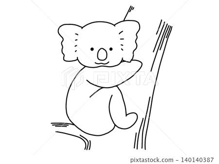 Koala clinging to a tree (1) - Line drawing Koala clinging to a tree (1) - Line drawing 140140387