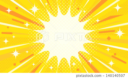 Sales announcement banner with focus lines, sea urchin flash, and glitter background (yellow) Sales announcement banner with focus lines, sea urchin flash, and glitter background (yellow) 140140507
