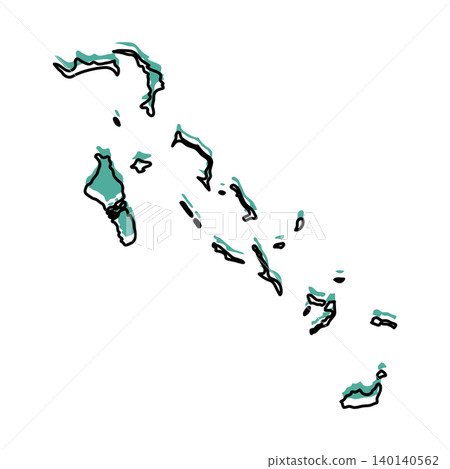 Bahamas map from black contour curves lines with a blue shifted silhouette on white background Bahamas map from black contour curves lines with a blue shifted silhouette on white background 140140562