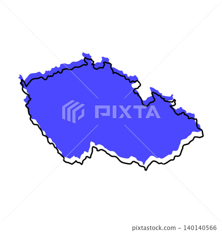 Czech Republic map from black contour curves lines with a blue shifted silhouette on white background Czech Republic map from black contour curves lines with a blue shifted silhouette on white background 140140566