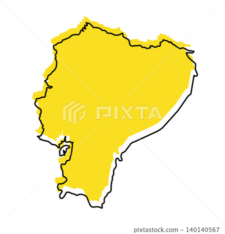 Ecuador map from black contour curves lines with a yellow shifted silhouette on white background Ecuador map from black contour curves lines with a yellow shifted silhouette on white background 140140567