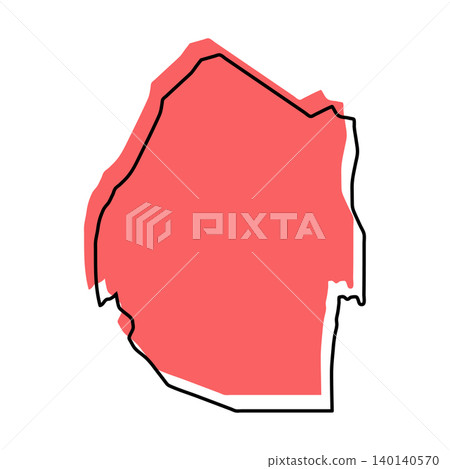Eswatini map from black contour curves lines with a red shifted silhouette on white background Eswatini map from black contour curves lines with a red shifted silhouette on white background 140140570