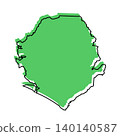 Sierra Leone map from black contour curves lines with a green shifted silhouette on white background 140140587