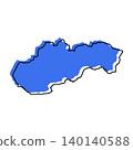 Slovakia map from black contour curves lines with a blue shifted silhouette on white background 140140588