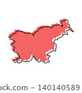 Slovenia map from black contour curves lines with a red shifted silhouette on white background 140140589
