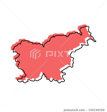Slovenia map from black contour curves lines with a red shifted silhouette on white background Slovenia map from black contour curves lines with a red shifted silhouette on white background 140140589