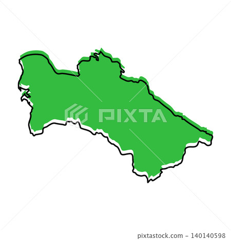 Turkmenistan map from black contour curves lines with a green shifted silhouette on white background Turkmenistan map from black contour curves lines with a green shifted silhouette on white background 140140598