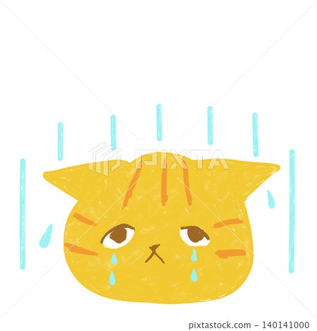 A gloomy, crying tabby cat - Cute cat illustration material A gloomy, crying tabby cat - Cute cat illustration material 140141000