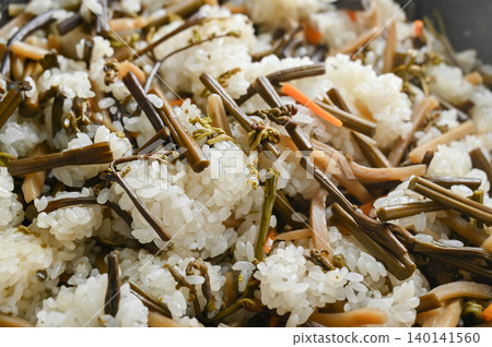 Wild vegetable steamed rice with bracken and bamboo shoots Wild vegetable steamed rice with bracken and bamboo shoots 140141560