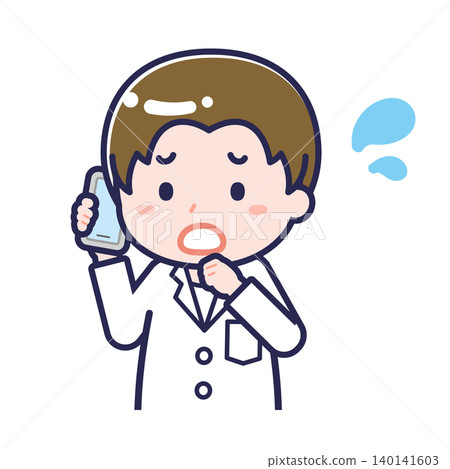 A male "pharmacist" using a smartphone A male "pharmacist" using a smartphone 140141603