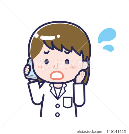 A female "pharmacist" using a smartphone A female "pharmacist" using a smartphone 140141615
