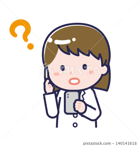 A female "pharmacist" using a smartphone A female "pharmacist" using a smartphone 140141618