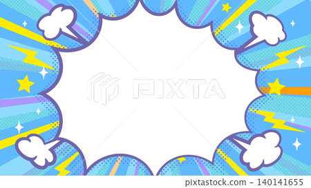 Blue speech bubble and lightning Blue speech bubble and lightning 140141655