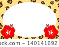 A leopard print and hibiscus frame in the style of a Heisei-era gal. 140141692