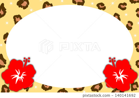 A leopard print and hibiscus frame in the style of a Heisei-era gal. A leopard print and hibiscus frame in the style of a Heisei-era gal. 140141692