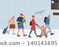 Airport Passengers Walking to Gate 140141695