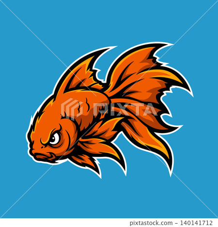 gold fish mascot logo illustration vector design template simple and modern style gold fish mascot logo illustration vector design template simple and modern style 140141712