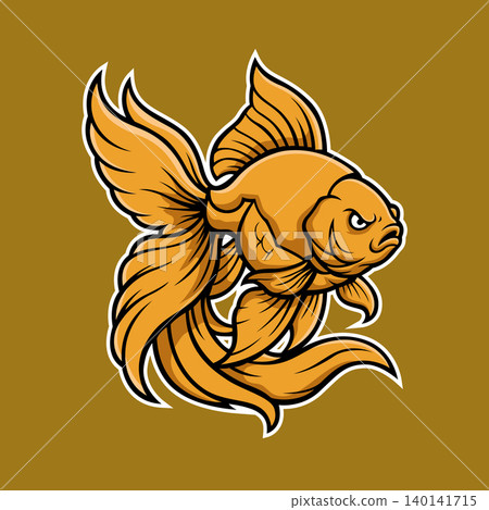 gold fish mascot logo illustration vector design template simple and modern style 140141715