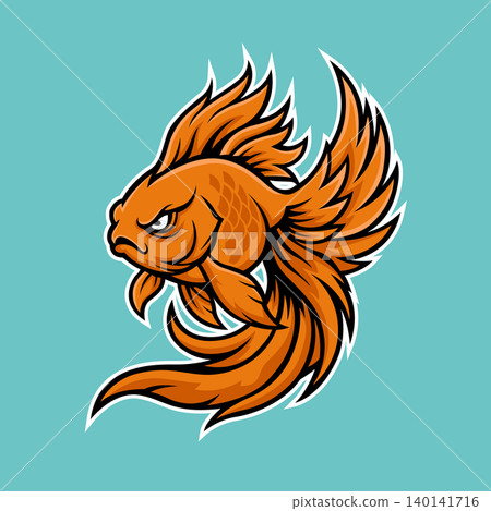 gold fish mascot logo illustration vector design template simple and modern style gold fish mascot logo illustration vector design template simple and modern style 140141716