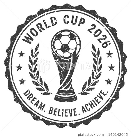 Soccer grunge stamp. Football stamp. World cup 2026 Soccer grunge stamp. Football stamp. World cup 2026 140142045