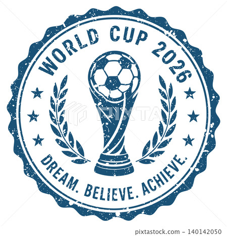Soccer grunge stamp. Football stamp. World cup 2026 Soccer grunge stamp. Football stamp. World cup 2026 140142050