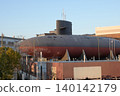 Large submarine Akishio, Kure City, Hiroshima Prefecture, Iron Whale Museum, evening. 140142179
