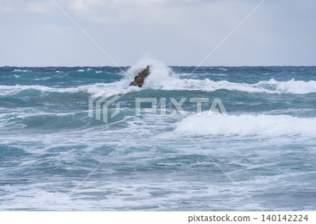 The rough winter sea of Japan and the San'in coast 140142224