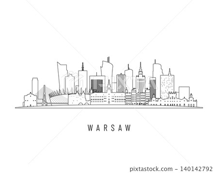 Detailed Warsaw skyline vector illustration.  140142792
