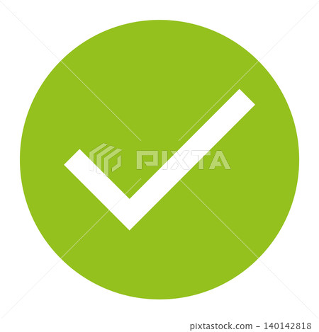 簡潔的設計，綠色背景上有一個白色對勾圖標，表示確認或完成。 140142818