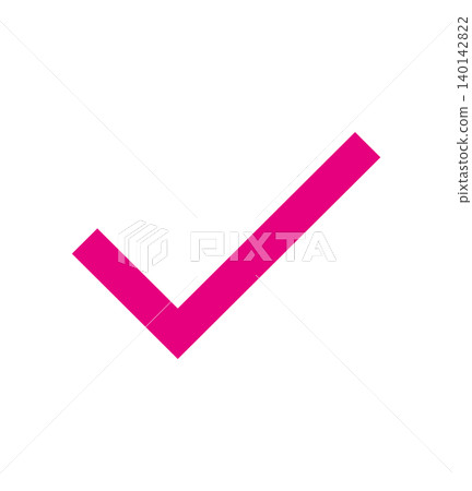 A simple pink checkmark icon representing confirmation or completion. A simple pink checkmark icon representing confirmation or completion. 140142822