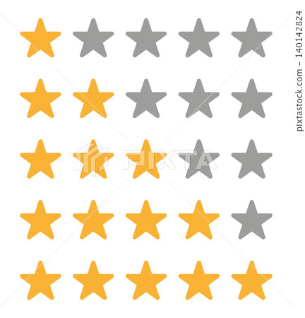 A set of rating icons ranging from 1 to 5 stars, simple elements representing reviews and rankings. A set of rating icons ranging from 1 to 5 stars, simple elements representing reviews and rankings. 140142824