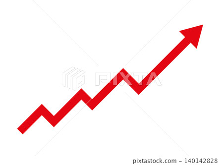 A simple red upward-pointing arrow graph icon representing growth and increase. A simple red upward-pointing arrow graph icon representing growth and increase. 140142828