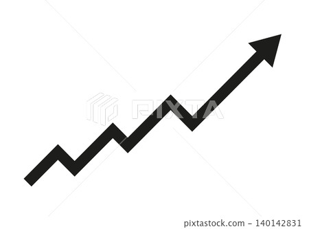 A simple black upward-pointing arrow graph icon representing growth and increase. A simple black upward-pointing arrow graph icon representing growth and increase. 140142831
