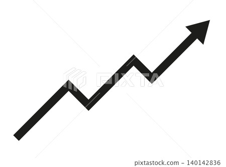 A simple black upward-pointing arrow graph icon representing growth and increase. A simple black upward-pointing arrow graph icon representing growth and increase. 140142836