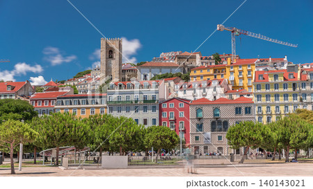 Square largo Jose Saramago timelapse hyperlapse at medieval quarter Alfama in Lisbon Square largo Jose Saramago timelapse hyperlapse at medieval quarter Alfama in Lisbon 140143021