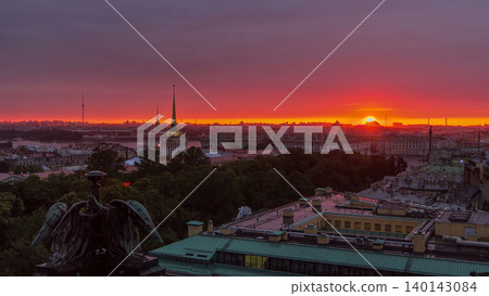 Sunrise over historic center from the colonnade of St. Isaac's Cathedral timelapse. Sunrise over historic center from the colonnade of St. Isaac's Cathedral timelapse. 140143084