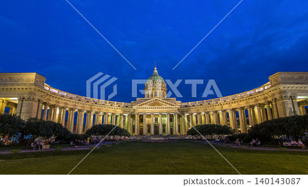 Kazan Cathedral Kazanskiy Kafedralniy Sobor in St. Petersburg during the White Nights in the summer timelapse hyperlapse Kazan Cathedral Kazanskiy Kafedralniy Sobor in St. Petersburg during the White Nights in the summer timelapse hyperlapse 140143087