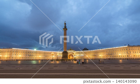 Palace Square night lights view of Alexander Column night to day timelapse hyperlapse in St. Petersburg, Russia. Palace Square night lights view of Alexander Column night to day timelapse hyperlapse in St. Petersburg, Russia. 140143090