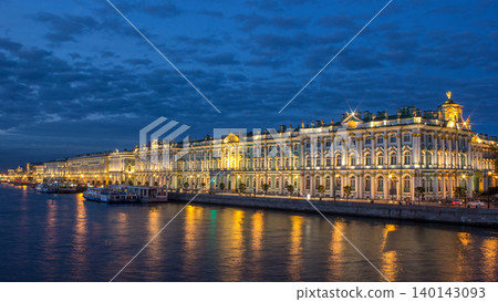 The winter Palace day to night timelapse and pier on the Palace embankment in summer in Saint-Petersburg The winter Palace day to night timelapse and pier on the Palace embankment in summer in Saint-Petersburg 140143093