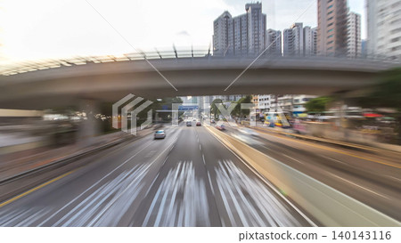 A Hong Kong streets view timelapse from open-top touristic bus during Hong Kong island's touring 140143116