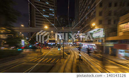 View from double-decker tram on street of HK timelapse hyperlapse. View from double-decker tram on street of HK timelapse hyperlapse. 140143126