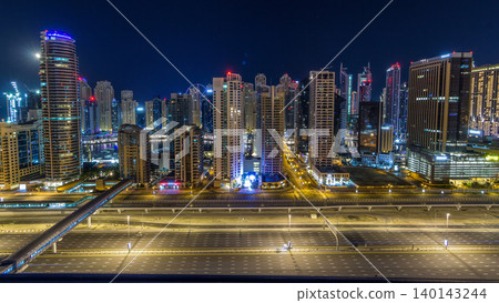 Fantastic rooftop skyline of Dubai marina timelapse. Fantastic rooftop skyline of Dubai marina timelapse. 140143244