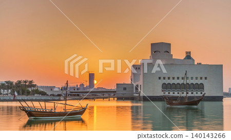 Sunset near Museum of Islamic Art in Doha timelapse, Qatar Sunset near Museum of Islamic Art in Doha timelapse, Qatar 140143266