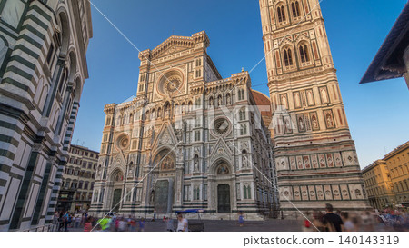 The front of The Basilica di Santa Maria del Fiore timelapse hyperlapse which is the cathedral church Duomo of Florence in Italy The front of The Basilica di Santa Maria del Fiore timelapse hyperlapse which is the cathedral church Duomo of Florence in Italy 140143319