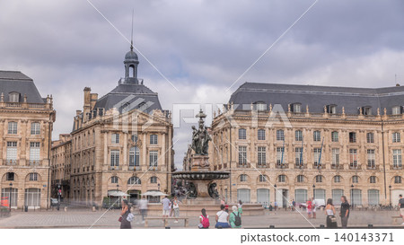 Place de la Bourse timelapse hyperlapse in Bordeaux, France, with the Fountain 140143371