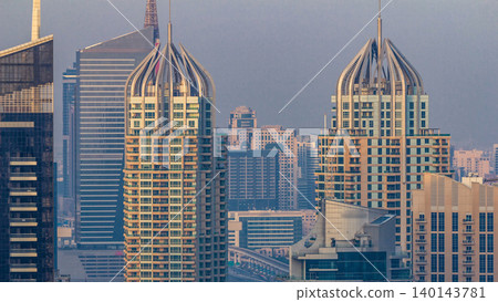 Amazing colorful dubai marina skyline during sunset timelapse Amazing colorful dubai marina skyline during sunset timelapse 140143781