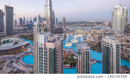 Dubai downtown day to night timelapse Dubai downtown day to night timelapse 140143799