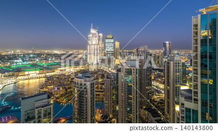 Dubai downtown day to night timelapse 140143800