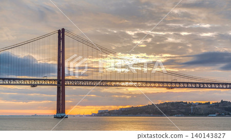 Lisbon city sunrise with April 25 bridge timelapse Lisbon city sunrise with April 25 bridge timelapse 140143827